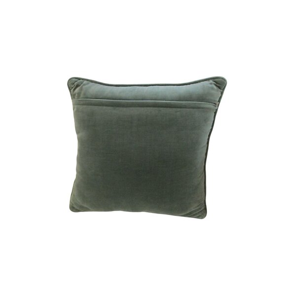 Vintage Floral Needlepoint Throw Pillow Gray Green Velvet Back Handcrafted GUC - Picture 12 of 16